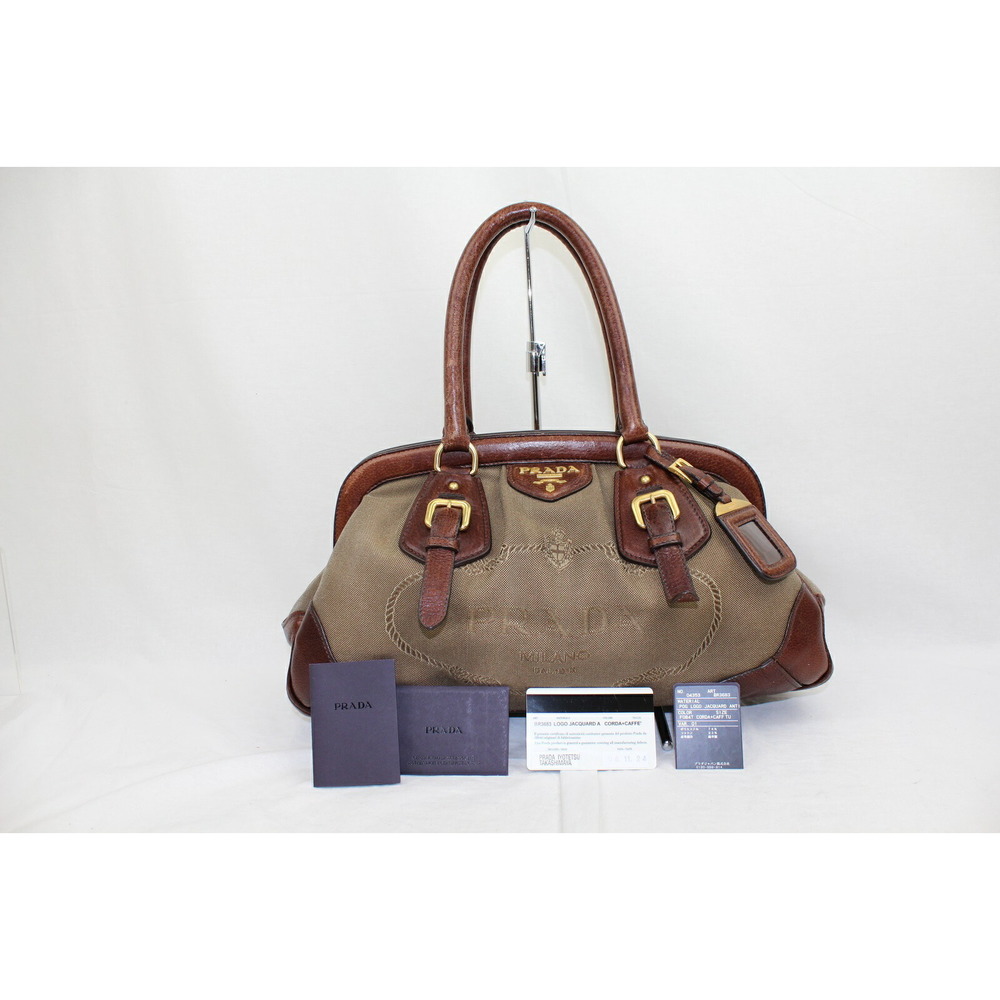 Prada Brown Jacquard Handbag